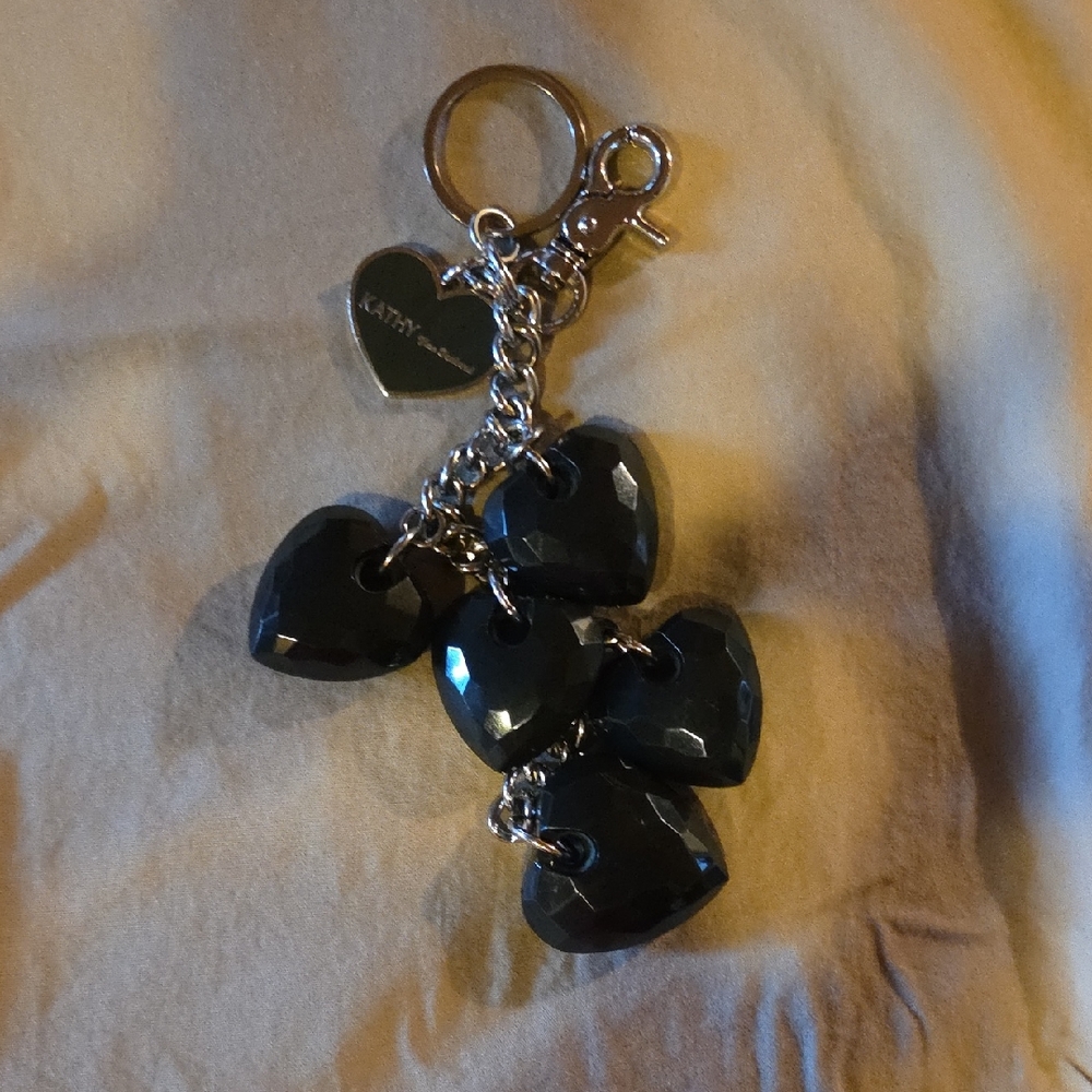 Kathy Van Zeeland Black Heart Keychain/purse Charm